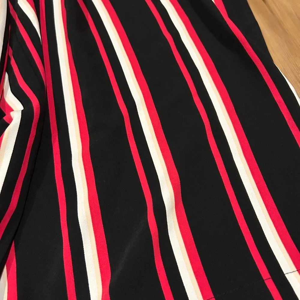 Torrid Black and Hot Pink Striped Wide Leg Dress Pants Size 5